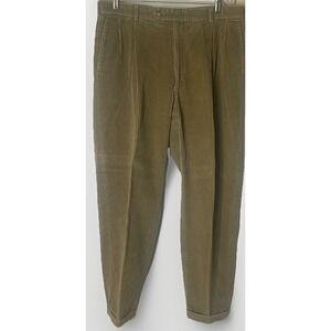 Vintage Austin Reed Rover Wide Wale Corduroy Pleated Pants Tan 36R Cuffed